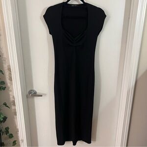 ZARA: Black cap sleeve bodycon dress M NWT